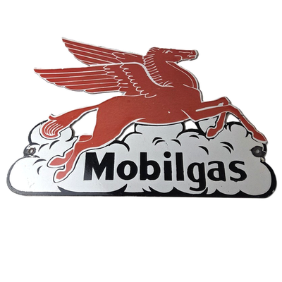 #ad Vintage Mobil Gasoline Sign Pegasus Motor Oil Gas Pump Station Porcelain Sign $198.77