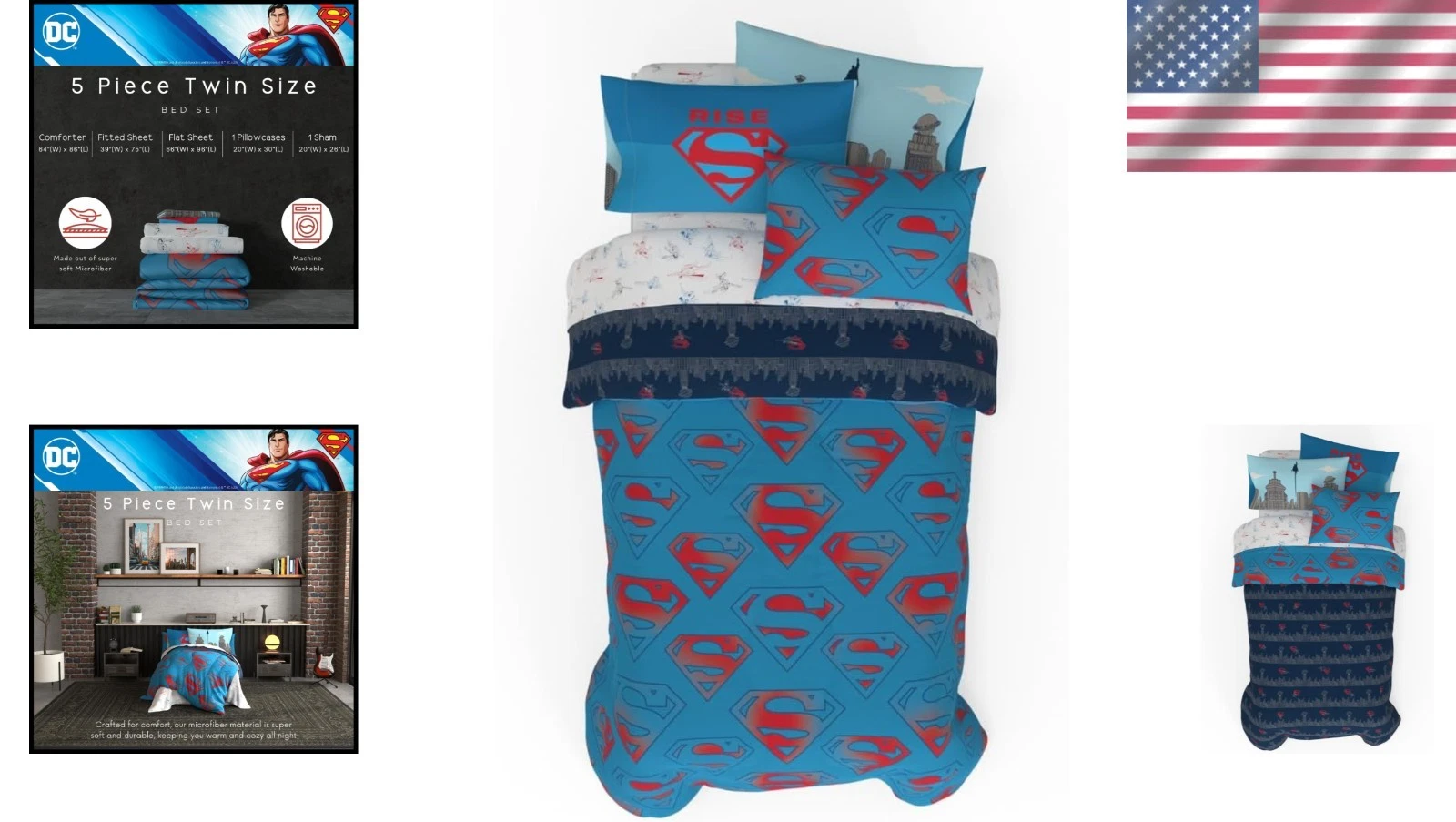 Superman Shield Reversible Comforter, Bedding Set