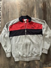 Vintage Adidas Track Jacket Navy Red Gray Trefoil Men's Medium 80s 90s Retro
