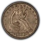 1853 50c Seated Liberty Silver Half Dollar - Arrows & Rays - AU - SKU-H3792