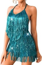 NEW Sequin Fringe Romper, Sparkly Glitter Metallic romper For Women SZ S