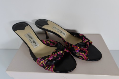 Jimmy Choo D'orsay Roche schwarz bedruckte Seidenschuhe mit Staubbeutel und Box UK4 EU36 - Bild 3 von 11