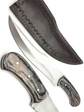 D2 BOWIE CUSTOM HANDMADE TACTICAL HUNTING CAMP BLADE WOOD GRIP  SHEATH