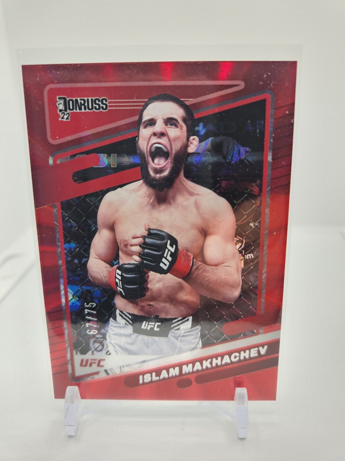 2022 Donruss UFC Islam Makhachev #1 Red Laser Holo /75