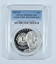 2017-P Lions Club Commemorative Dollar PR69 DCAM PCGS Blue Label