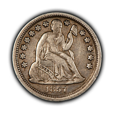 1857 10c Seated Liberty Silver Dime - Trace Luster - XF - SKU-Z5066