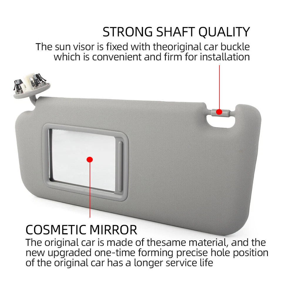 For 2006-2013 Toyota RAV4 Left Driver Gray Sun Visor W/ Mirror 74320-42501-B2 Foto 4 de 4