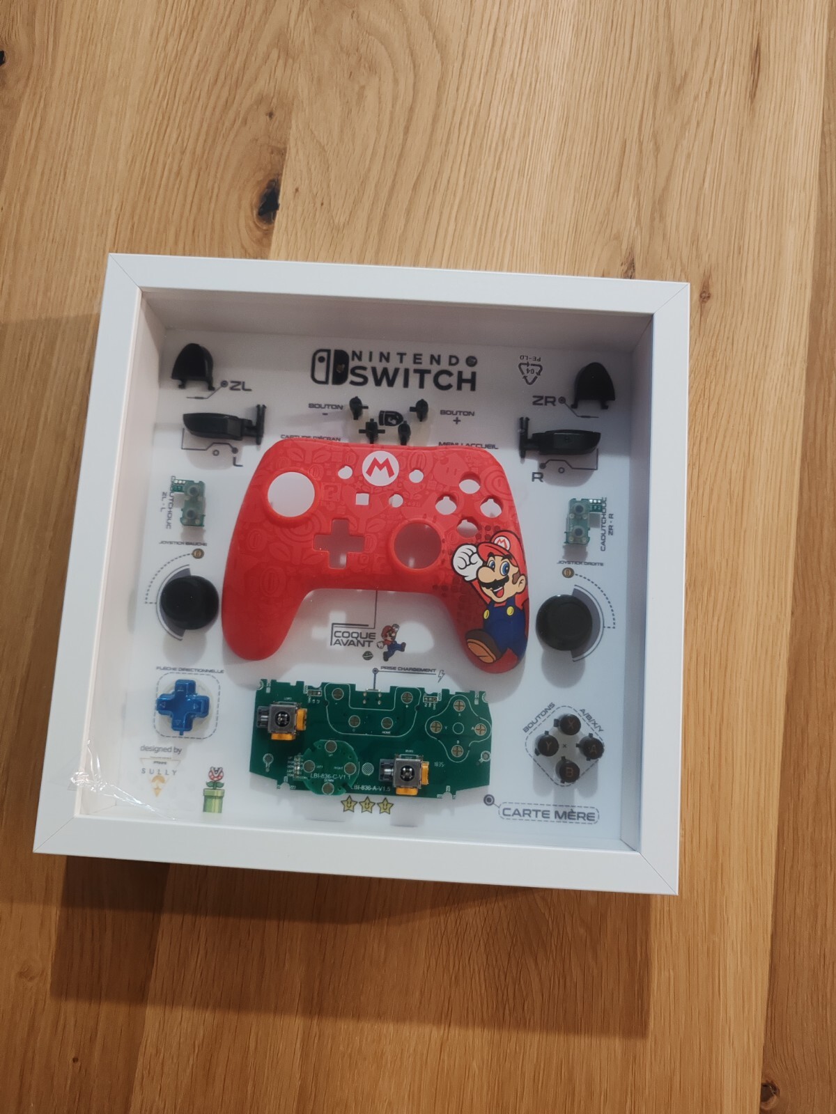 Cadre 3D Diorama Nintendo Switch Mario | Shadowbox Geek en Bois Noir 25x25 cm
