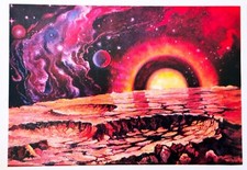 Soviet Space Art Leonov Nebula Planet US-443 1978 Vintage Postcard