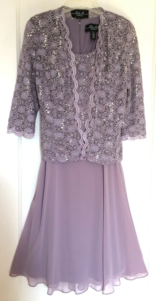 R&m richards sequined lace chiffon dress and best sale jacket