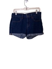 Old Navy Womens Dark Blue Denim Jean Shorts Size 8 With Rolled Cuffs  Pockets