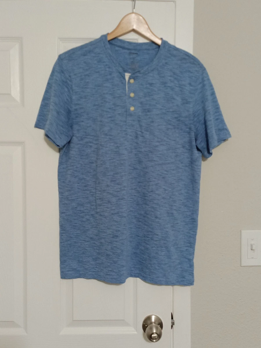 Men s Sonoma Blue Short Sleeve Henley T shirt Size Medium eBay