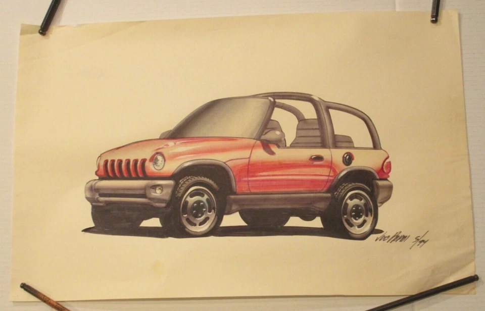 JOE PAPAI Vintage 1994 Concept Car Jeep Design Illustration Sketch Art Signed - Image 4 of 4