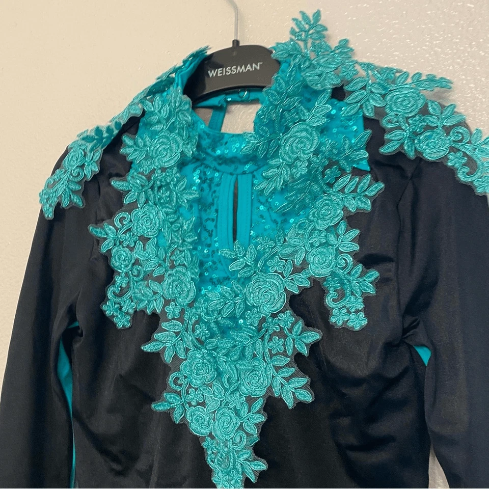 Fantasia de dança WEISSMAN aplique de renda aquática bicicleta chão sagrado 11084 MA - Imagem 4 de 4