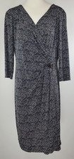 Tahari Faux Wrap Style Dress - Size 14 - Black & White Pattern