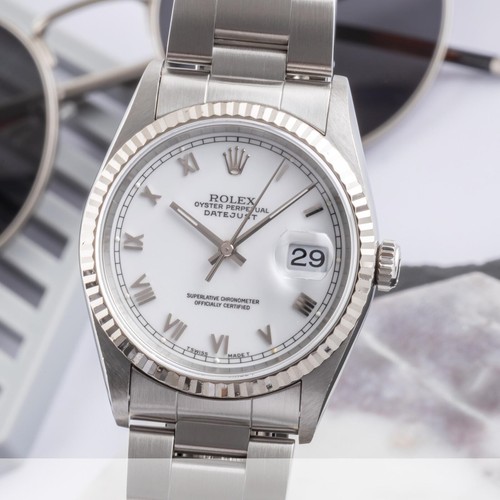 Rolex Datejust 36 White Dial Stahl / Weissgold Automatik Herrenuhr Ref. 16234