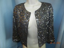 Petticoat Alley By Macy's Gray Sequined Open Jacket Sz S Top Dressy