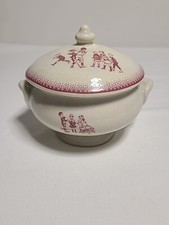 Moulin Roty Tradition Porcelain Children Playing Sugar Bowl Dish W/ Lid French