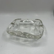Vintage Clear Art Glass Ashtray Mid Century Modern