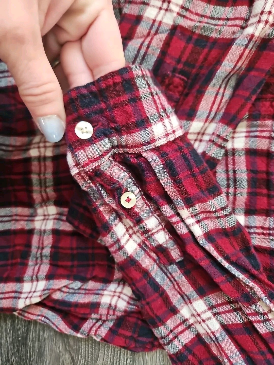 American Eagle Flannel Pullover Large Red Plaid B… - image 6