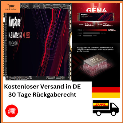 KingSpec 2TB NVMe M.2 SSD mit hoher Lesegeschwindigkeit bis 5000MB/s für Gami...