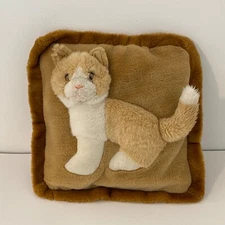 JAAG Plush 3D Cat Kitten Pillow Stuffed Animal Toy 12" Square Brown White