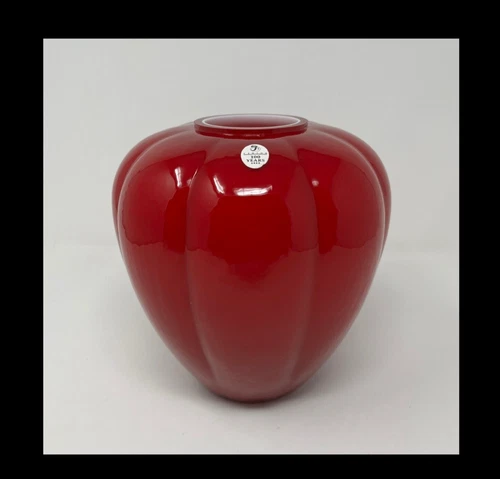 FENTON Ruby Red Cased Lobed Melon Vase 2005 100th Year Edition #1083/2500 6-3/4"