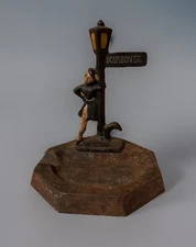 VTG 40's Cast Iron Ashtray Sexy Lady Of Night BOURBON ST. New Orleans L@@K