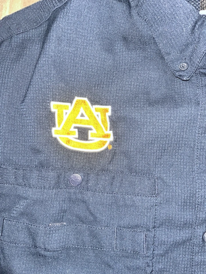 Auburn Tigers Columbia PFG abotonada manga corta ventilada azul 2xL pesca para hombre” Foto 3 de 4