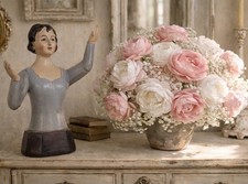 Clayre & Eef 6PR5554 Dekoration Büste Frau 12x9x20 cm Beige/Grau Vintage