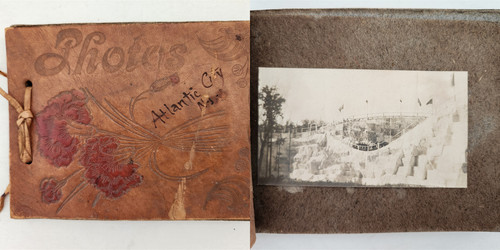 antique ATLANTIC CITY nj PHOTO ALBUM leather cover