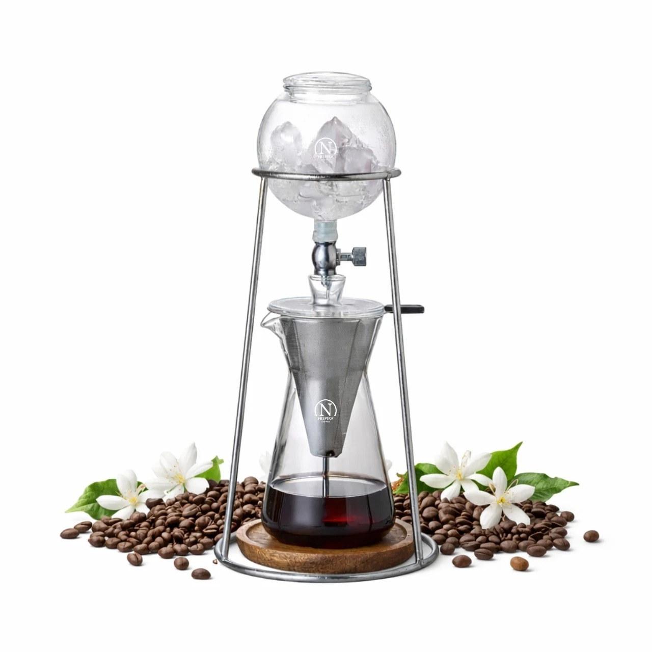 Nispira Cold Brew Iced Coffee Drip Tower 400ml Silver Stainless Steel