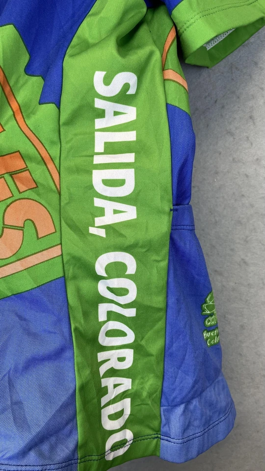 Camisa de ciclismo feminina Sugoi Absolute Bikes azul média verde zíper completo Salida CO - Imagem 4 de 4