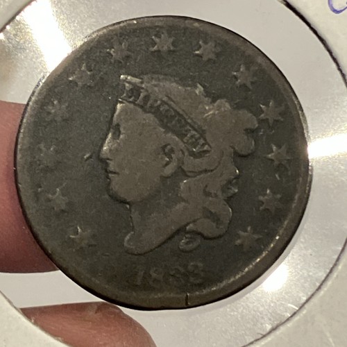 1833 Coronet Head Large Cent CHOICE VG 