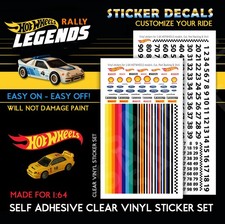 HOT WHEELS - CLEAR VINYL STICKER DECALS - 1/64 STICKER SET