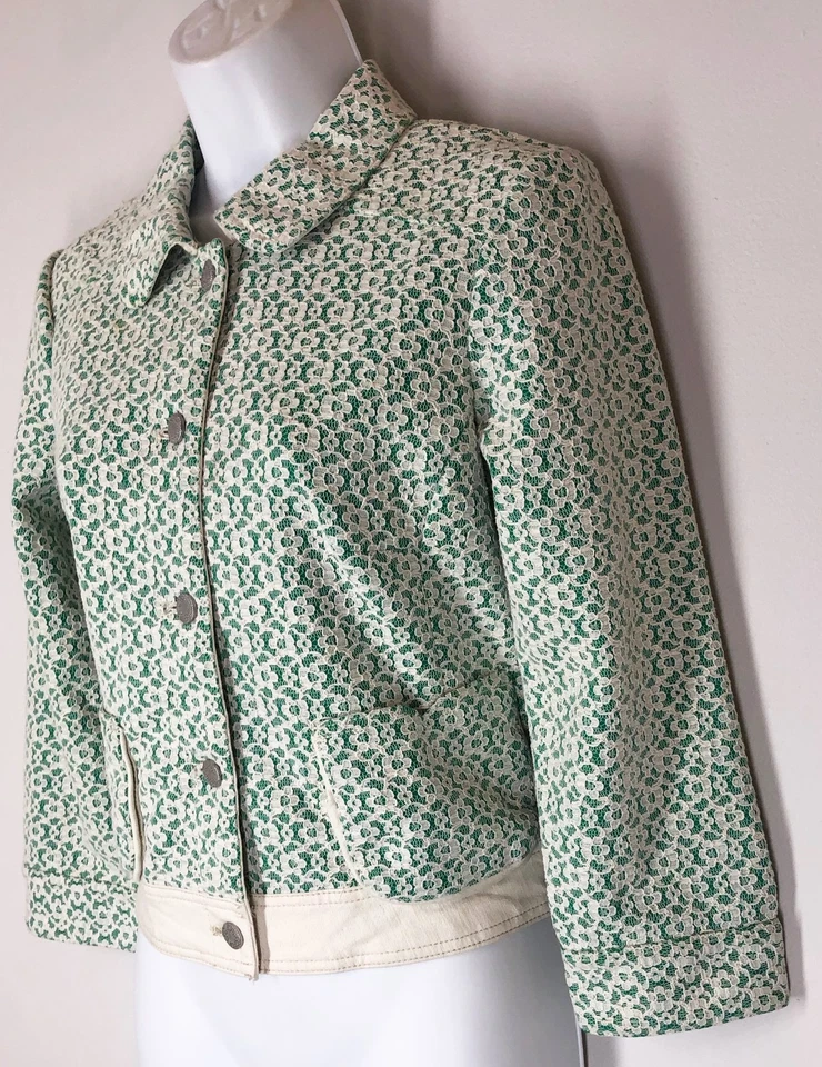 Cartonnier x Anthropologie Jacket S Green Lace Cottage Core Cropped Sleeve Short - Image 2 of 4