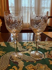 Set Of 2 Vintage Rogaska Queen Crystal Star Base Water Goblets 9 in