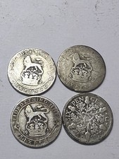 George V Silver Sixpence Coins x4 Mixed Dates 1912–1913 British Pre-1920