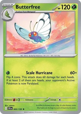Butterfree JTG 003/159 Pokémon SV09: Journey Together Rare Holofoil EN NM