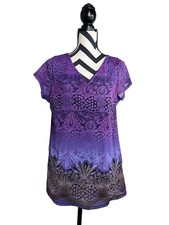 Y2K Paisley Boho Mesh Whimsigoth Fairy Grunge Short-Sleeve Babydoll Top Sz XL