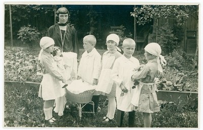 Young Girls and Boys Play Doctor and Nurse Vintage Circa 1925