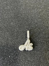 Real Moissanite 2Ct Round Cut Custom Two Letter Pendant 14K White Gold Plated