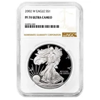 2002-W $1 1-oz Proof American Silver Eagle NGC PF70UC Brown Label