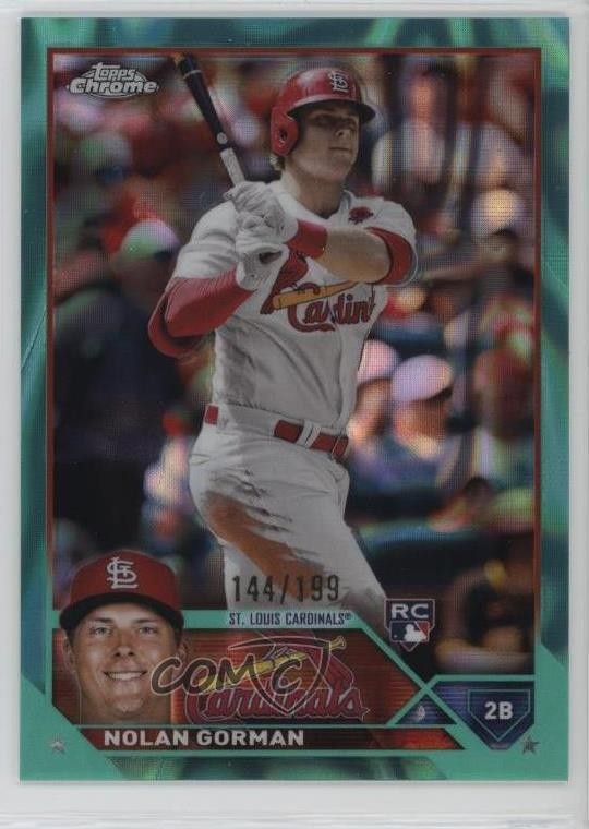2023 Topps Chrome Aqua Lava Refractor 144/199 Nolan Gorman #192 01ck
