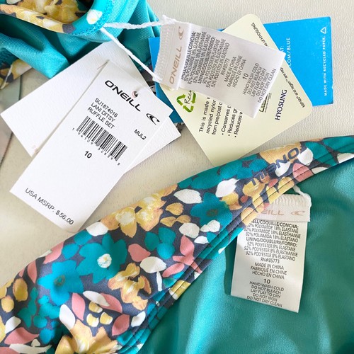 NEW Oneill Girls “Lani” Ditsy Ruffle Swim Set in turquoise -Size 10 - Picture 7 of 10