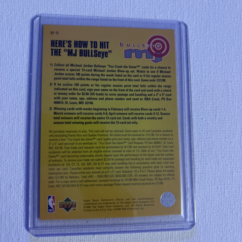 1997-98 Upper Deck Collector's Choice - Mj Bullseye Contest Michael Jordan #B8 - Image 2 of 2
