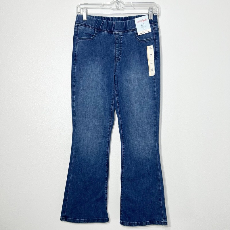 Cat &Jack Jeans Girls 14 Blue Flare Mid Rise Pull-On Waist Stretch Denim Pants