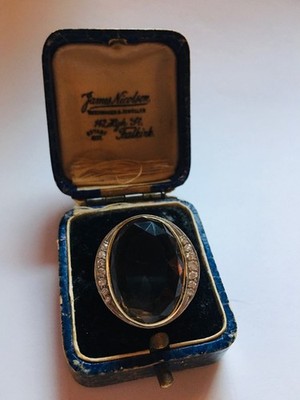 Rare 19th-Century Scottish Ring, James Nicholson Falkirk, Smoky Quartz, Hallmark