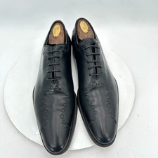 Gucci Men Size UK 8.5D US 9 Black Leather Stitch Accent Oxford Dress Shoes