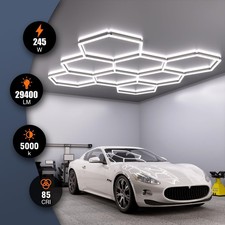 8 Hexagon Garage Led Lighting Honeycomb White Ceiling Light For Shop Home Gym